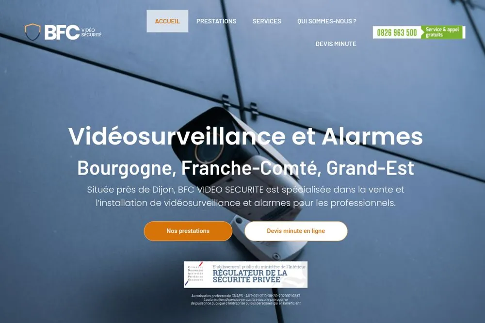 Réalisation WEBBBY pour BFC Sécurité — Vidéosurveillance & sécurité — Villeurbanne