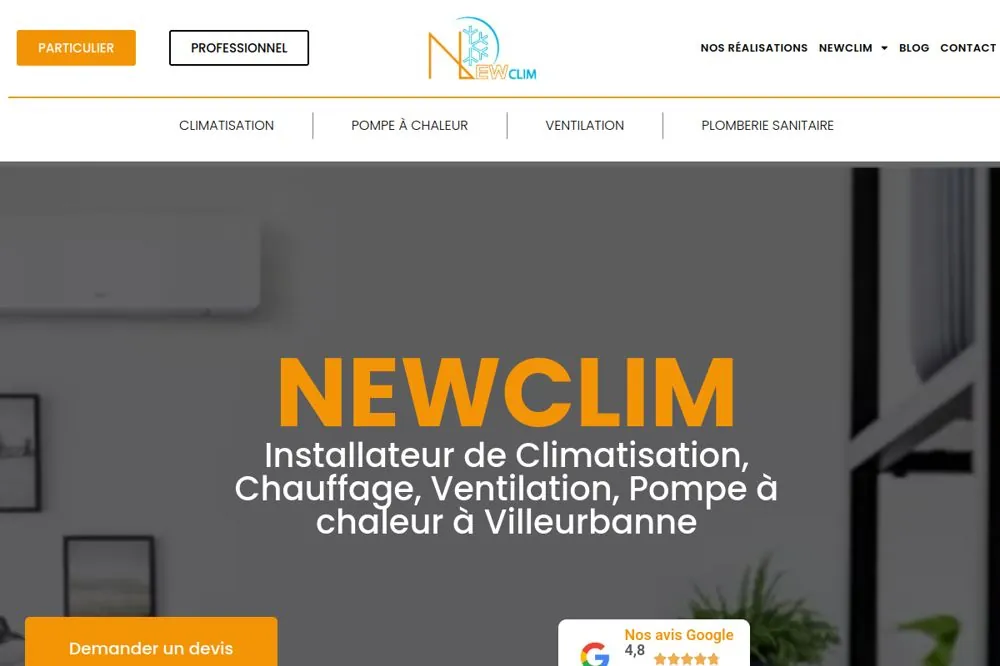 Réalisation WEBBBY — Newclim, Climatisation & pompes à chaleur — Lyon